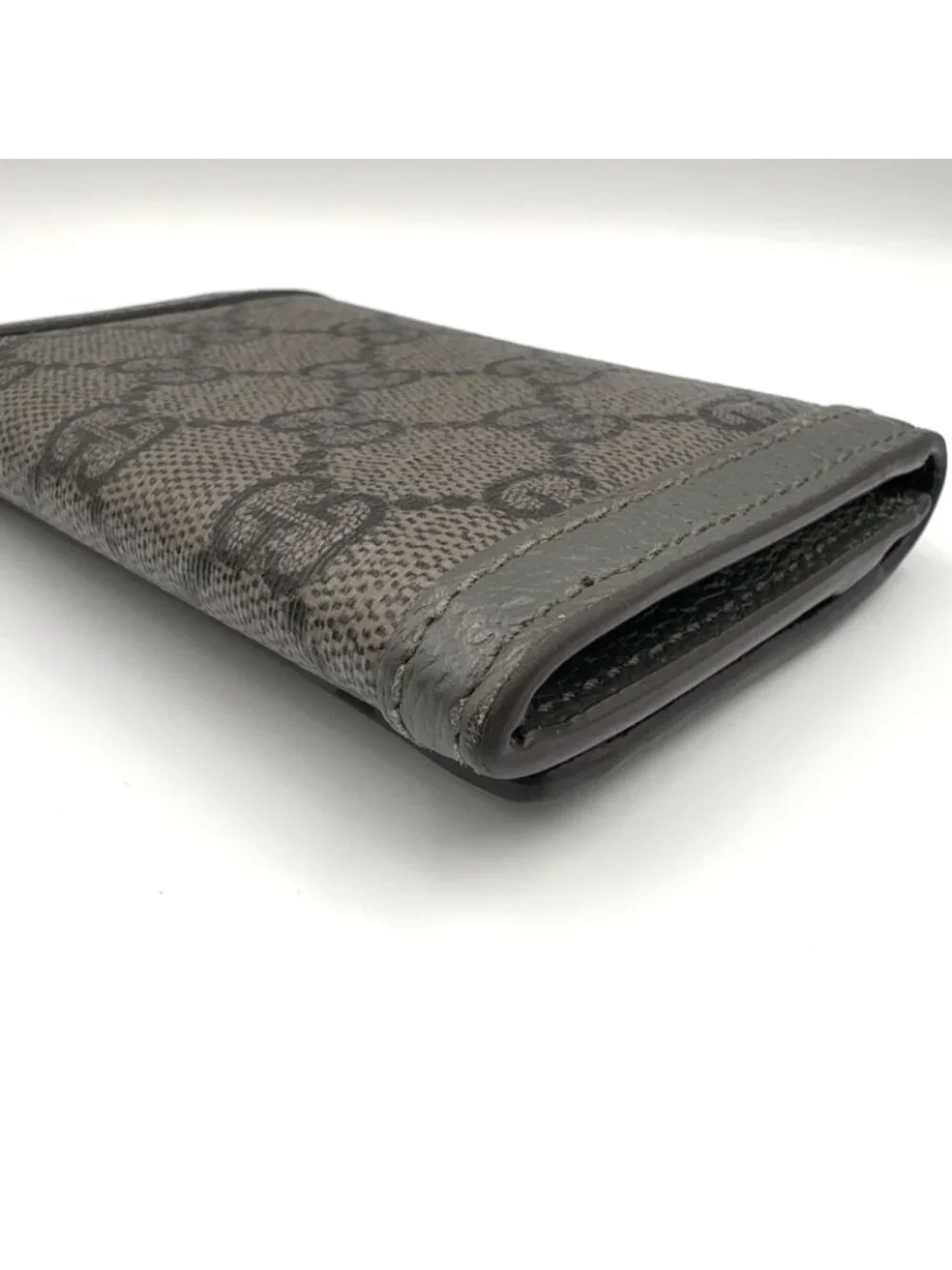 Gucci Ophidia GG Supreme Bifold Business Card Holder Leather Gray Case Silver - Picture 7 of 12